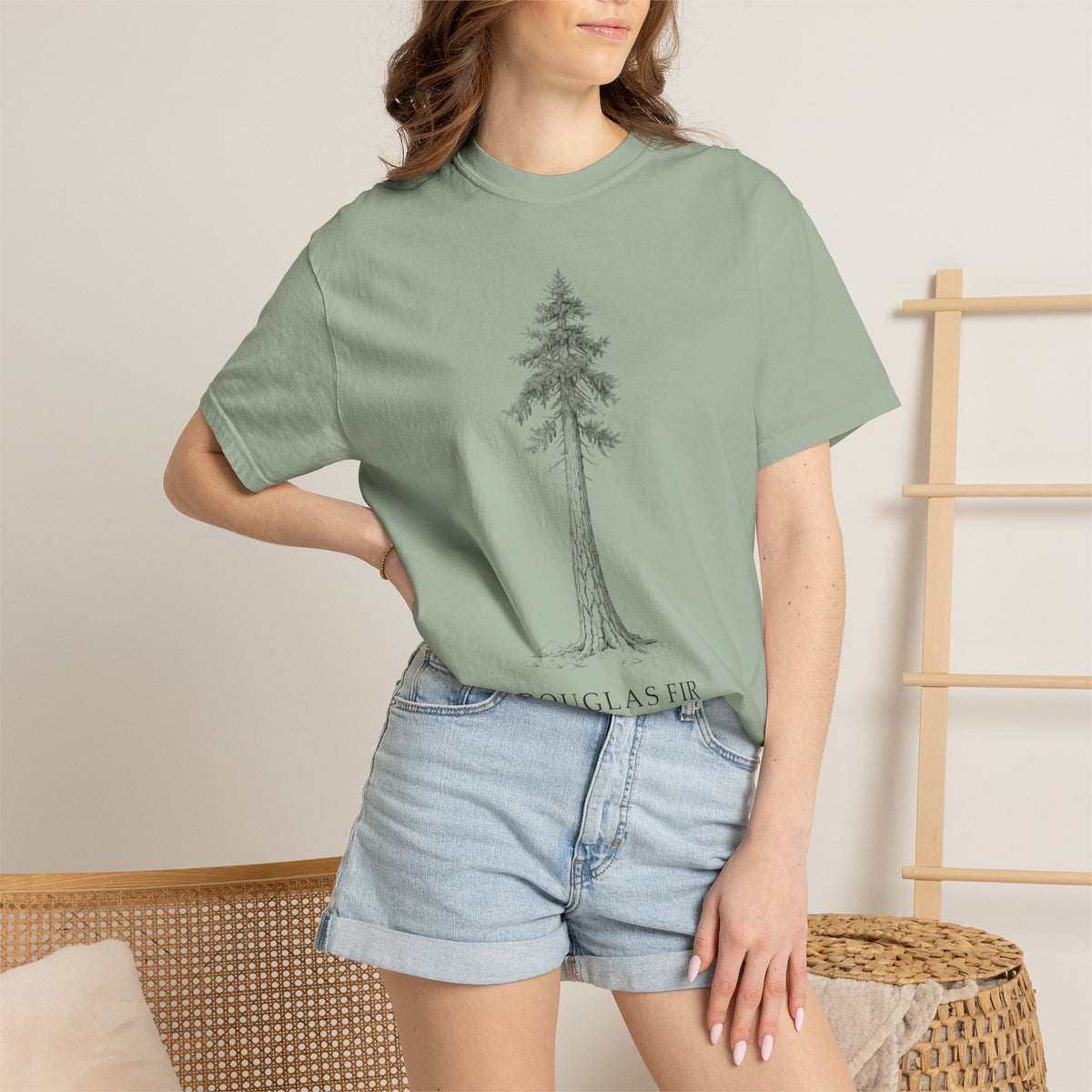 Douglas Fir T-Shirt - Pseudotsuga menziesii Botanical Illustration
