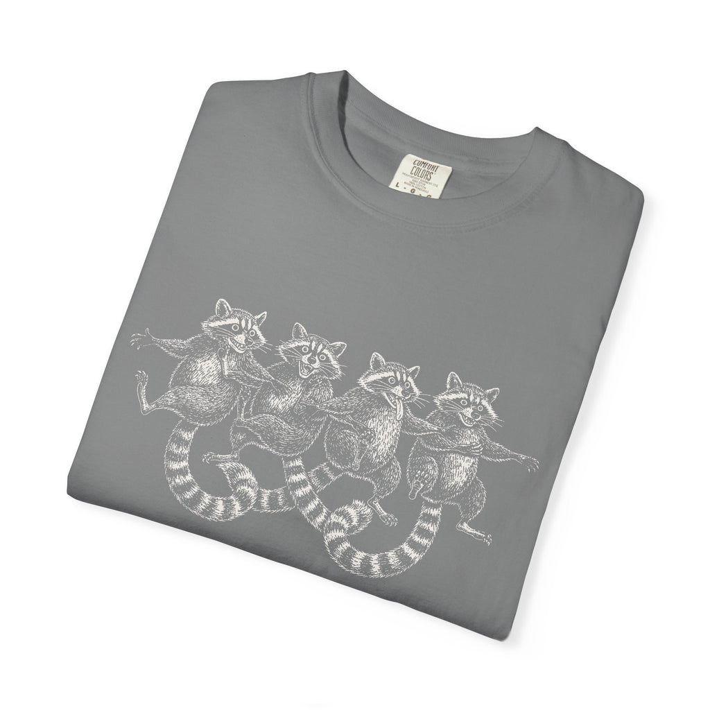Dancing Raccoons T-Shirt - Antique Etching Art