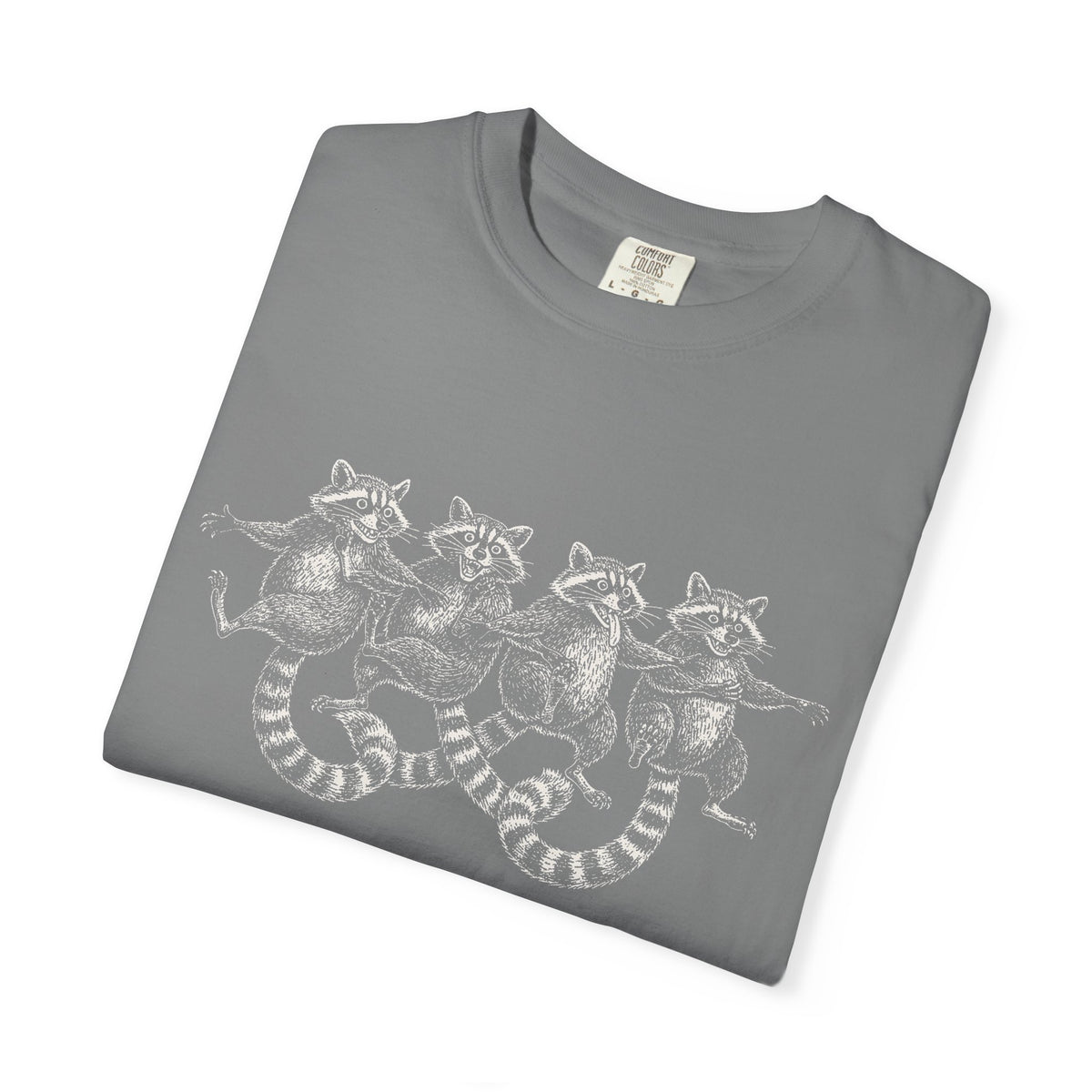 Dancing Raccoons T-Shirt - Antique Etching Art