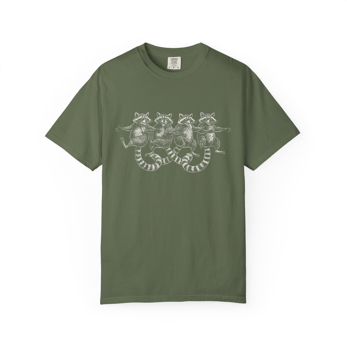 Dancing Raccoons T-Shirt - Antique Etching Art