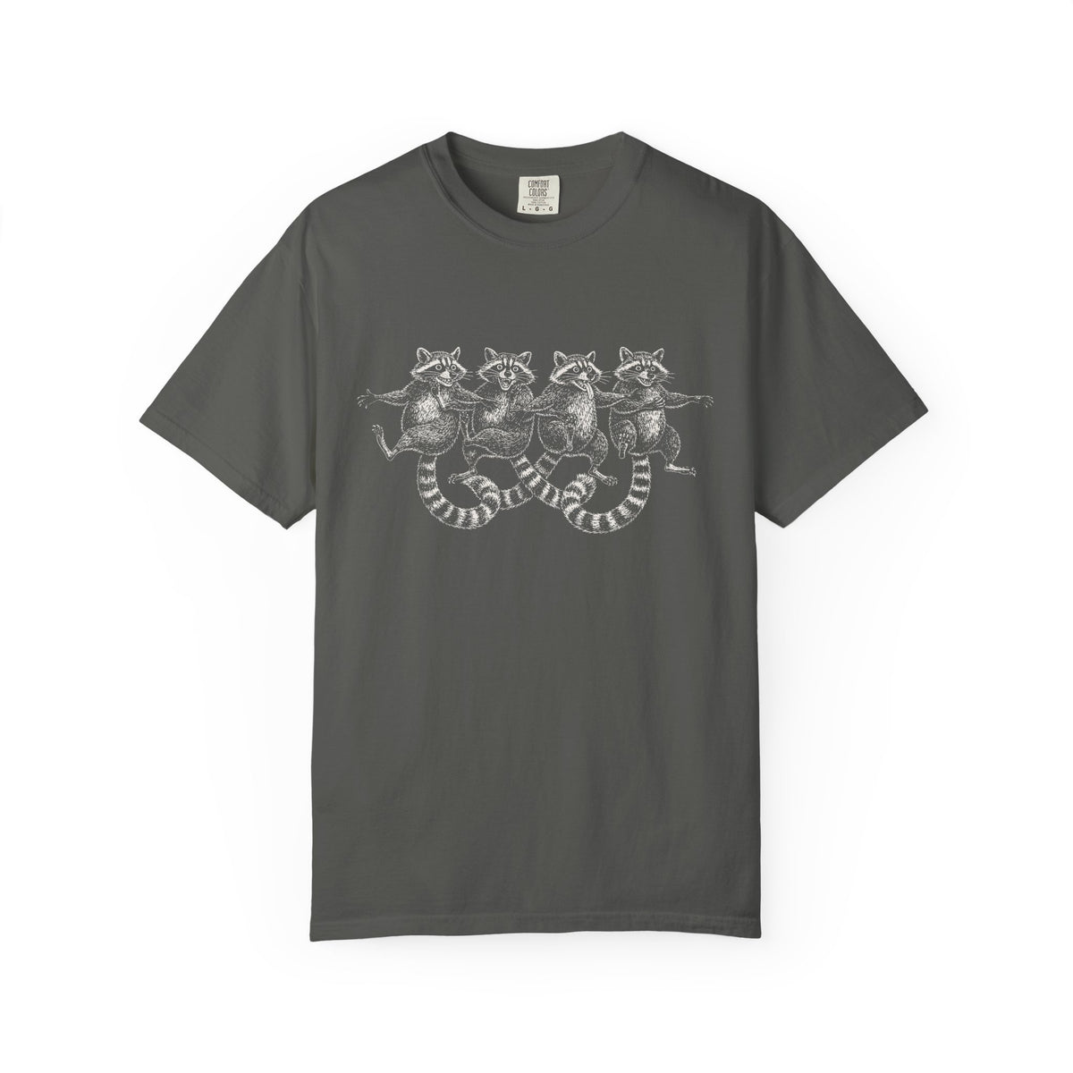 Dancing Raccoons T-Shirt - Antique Etching Art