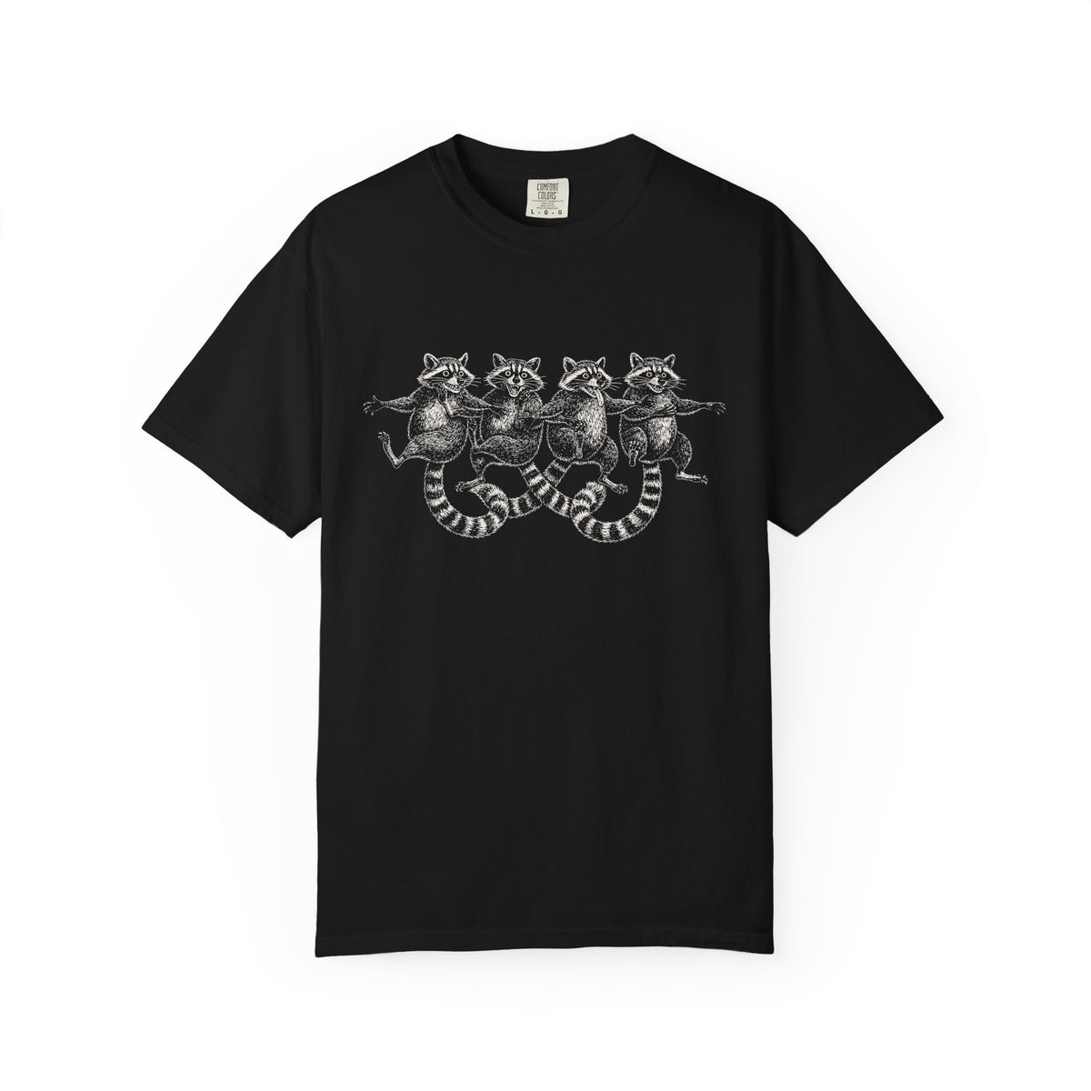 Dancing Raccoons T-Shirt - Antique Etching Art