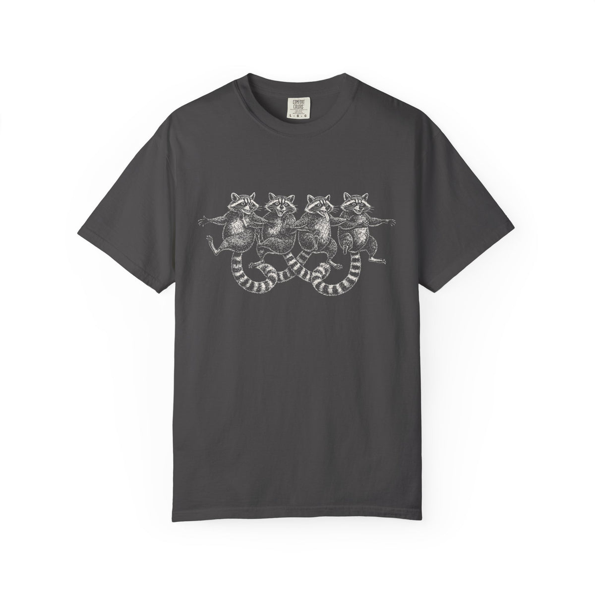 Dancing Raccoons T-Shirt - Antique Etching Art