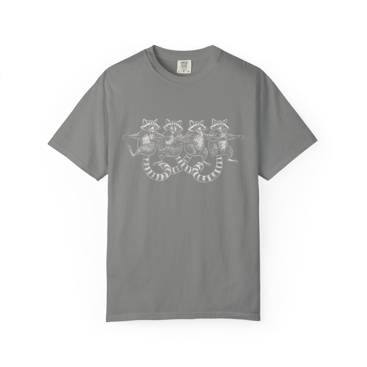 Dancing Raccoons T-Shirt - Antique Etching Art