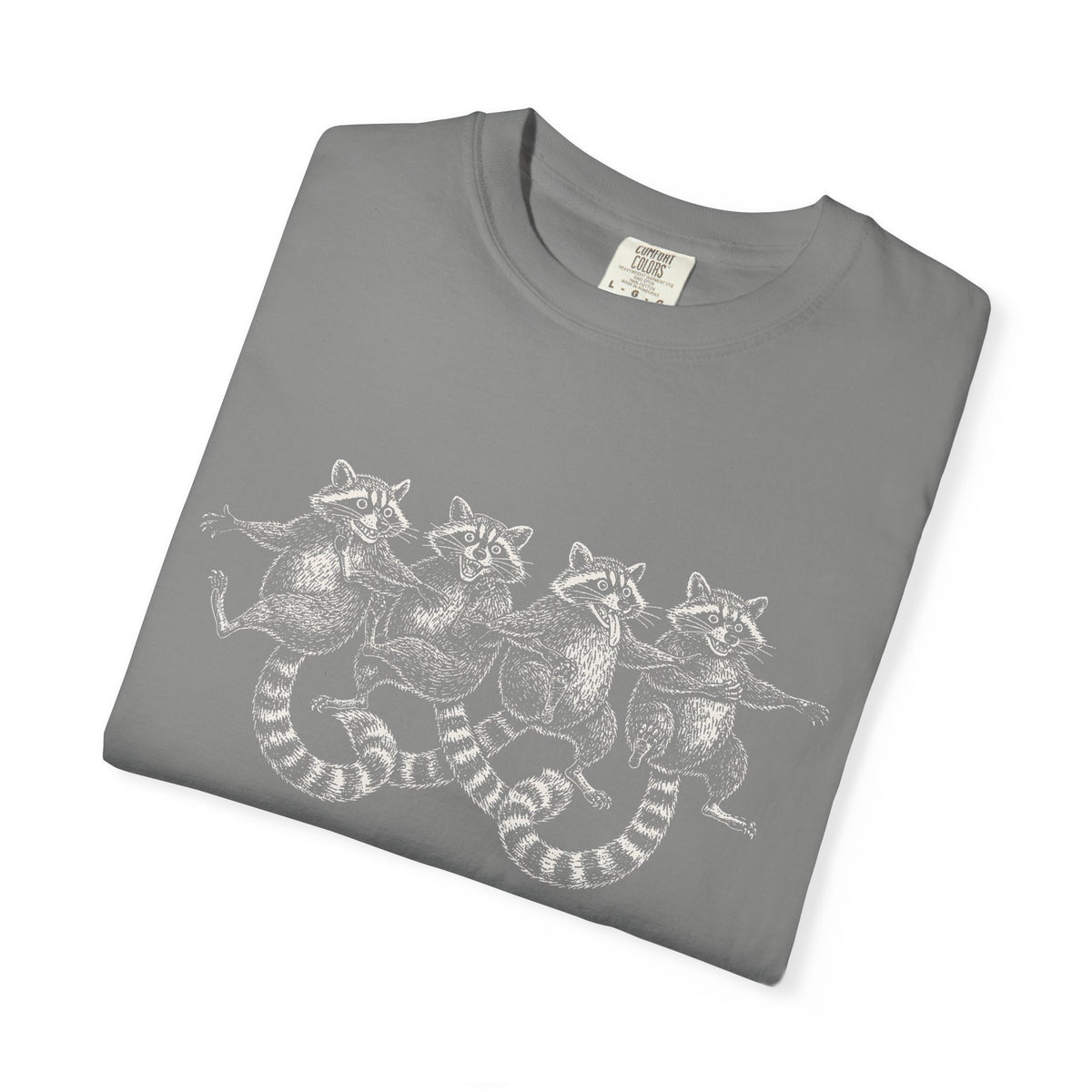 Dancing Raccoons T-Shirt - Antique Etching Art