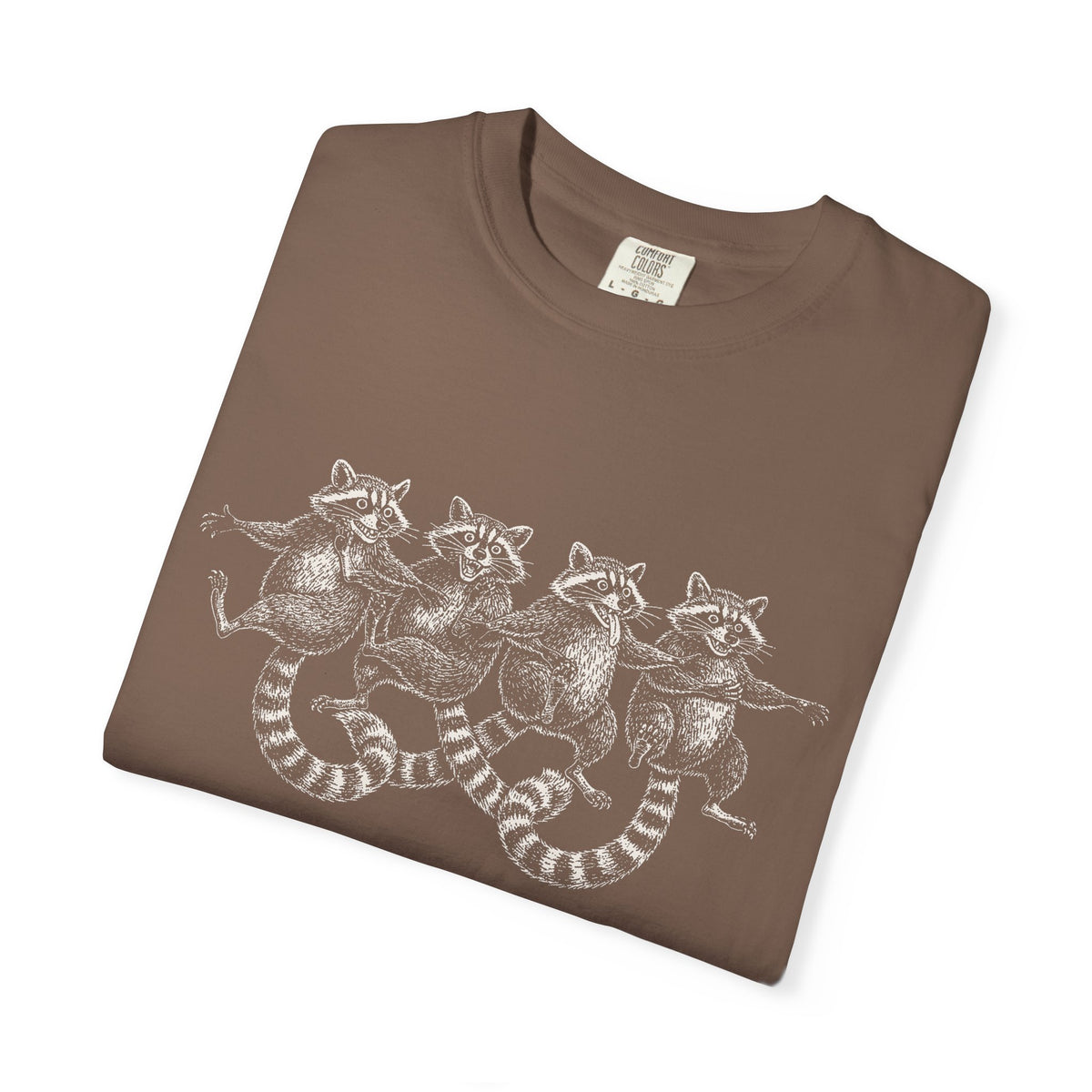Dancing Raccoons T-Shirt - Antique Etching Art
