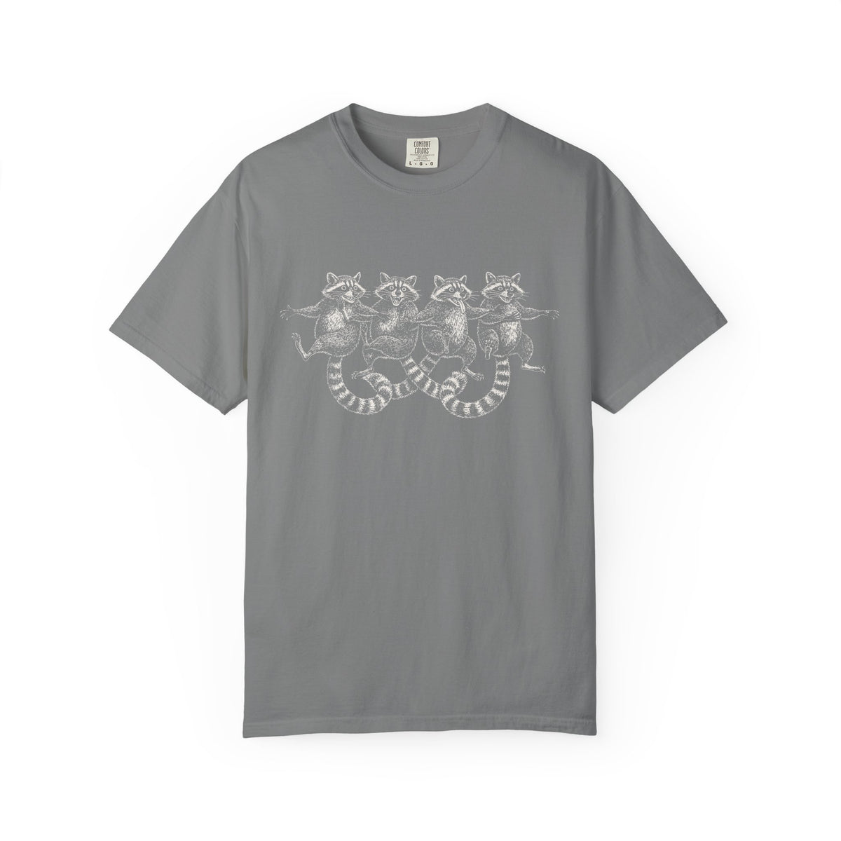 Dancing Raccoons T-Shirt - Antique Etching Art