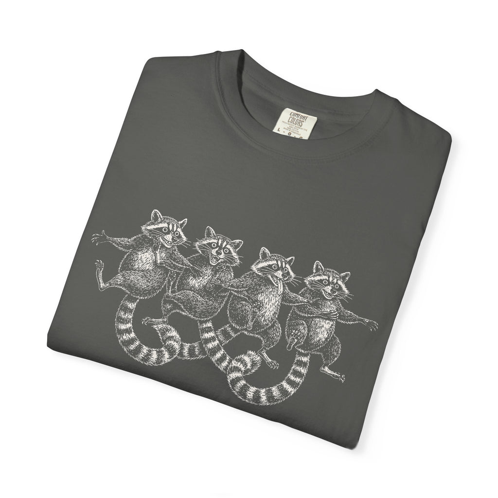 Dancing Raccoons T-Shirt - Antique Etching Art