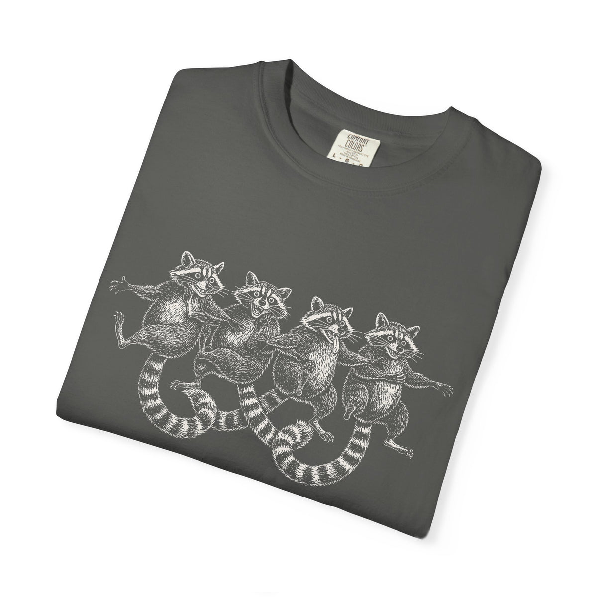 Dancing Raccoons T-Shirt - Antique Etching Art