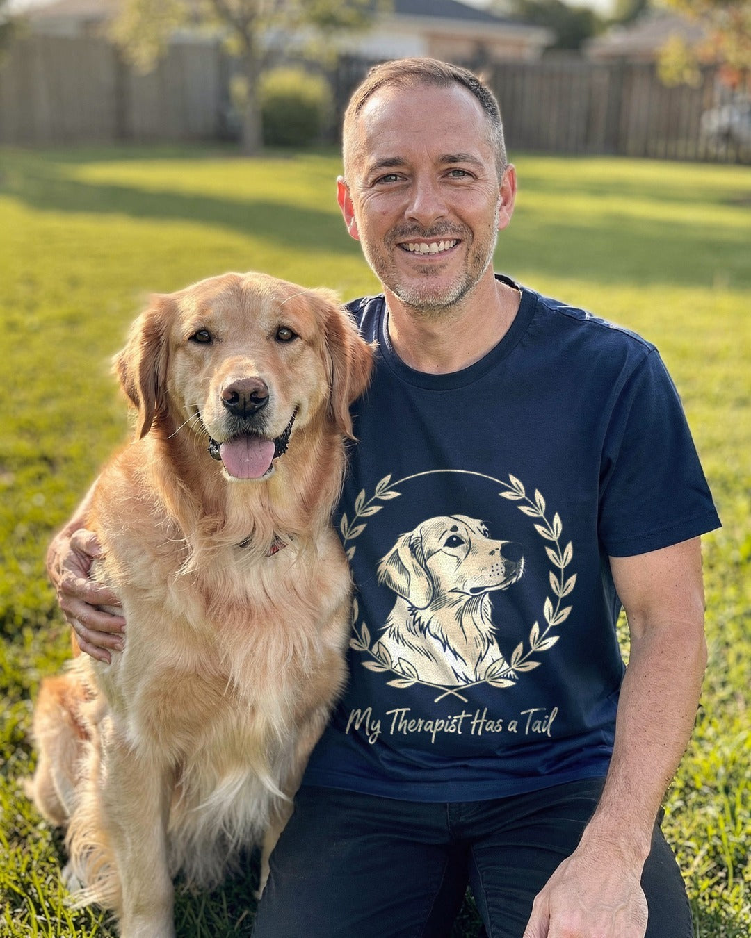 Person wearing the My Therapist Has a Tail T-shirt