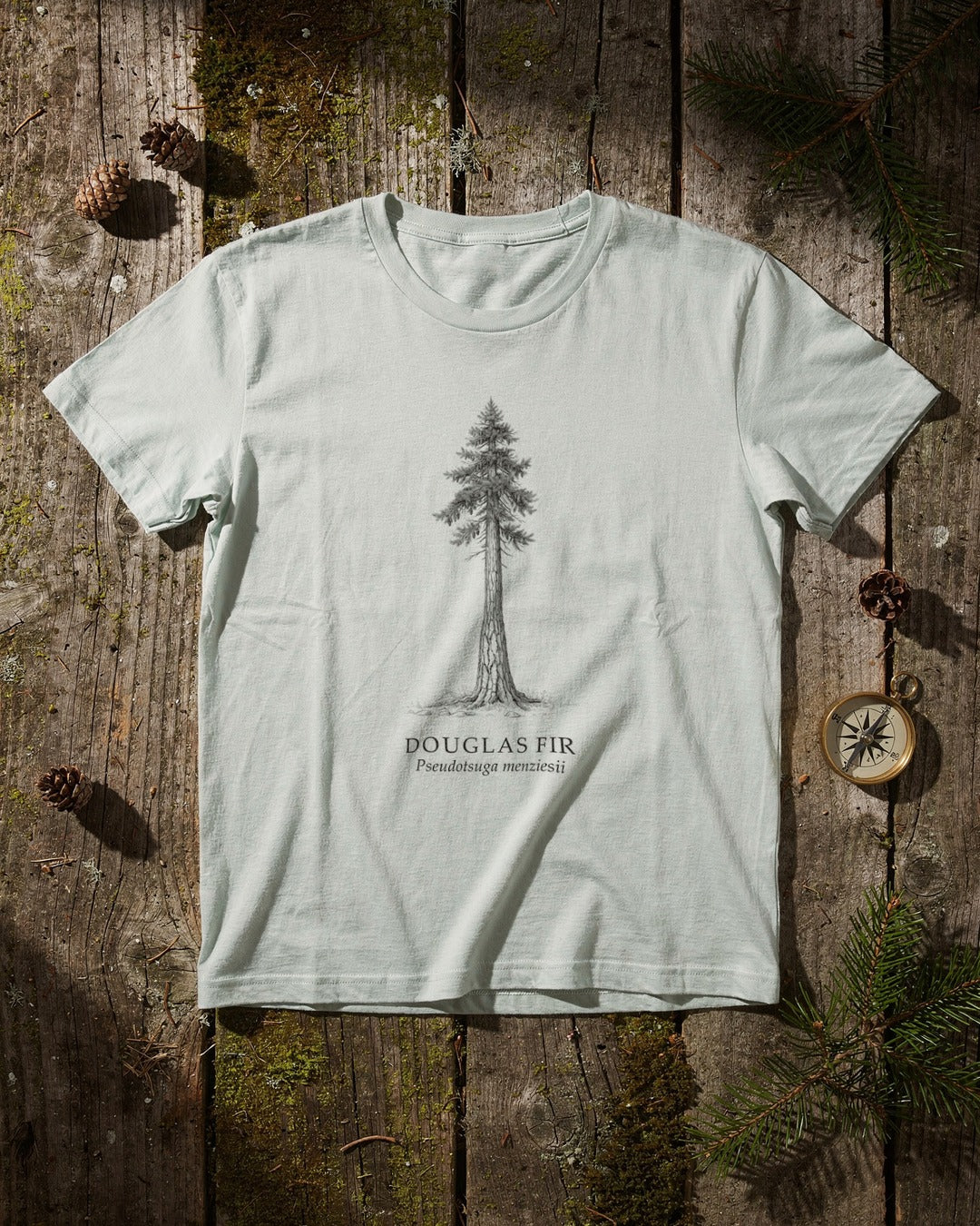 Douglas Fir T-shirt flat lay